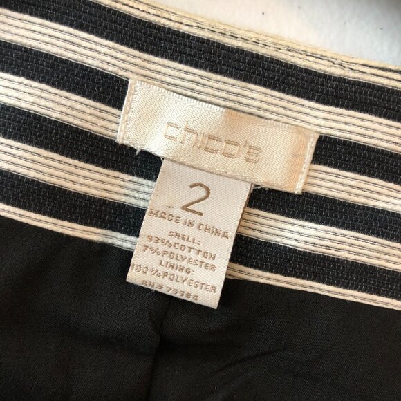 Chicos Striped Snap Button Asymmetric Blazer Jacket Black White L (Chicos 2) - Picture 4 of 5
